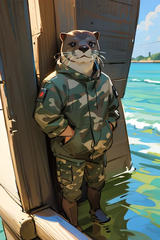 Camouflage anthropomorphic otter