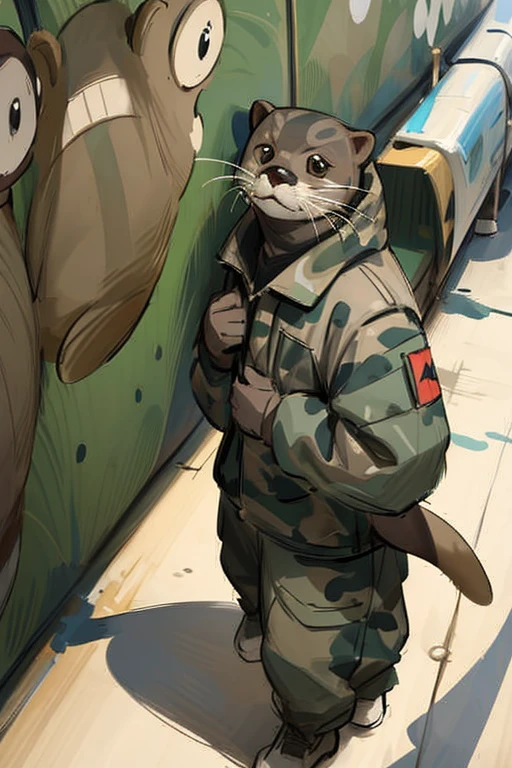 Camouflage anthropomorphic otter