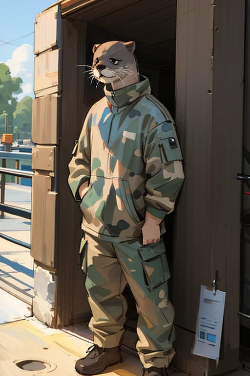 Camouflage anthropomorphic otter