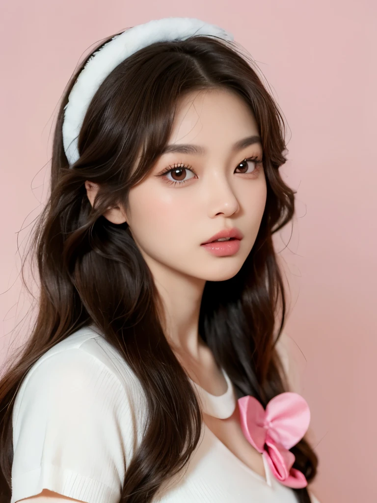Kim Jennie with dark brown hair, con el cabello trenzado, with little curlers in her hair, with light brown eyes, ojos bonitos, with long and beautiful eyelashes, cejas perfectas, thick heart shaped lips with cupid's bow, crimson lips, piel bonita, piel blanca y palida,con tonos rosas, with a natural blush and soft crimson color, con un maquillaje ligero, con pecas y lunares en sus mejillas, nariz respingada y bonita, button nose, nariz bonita, mientras esta tomando una coca-cola, (pechos grandes, pechos bonitos, pechos suaves, escode desnudo), while sitting in an armchair, mirando a la camara, foto bonita, selfie