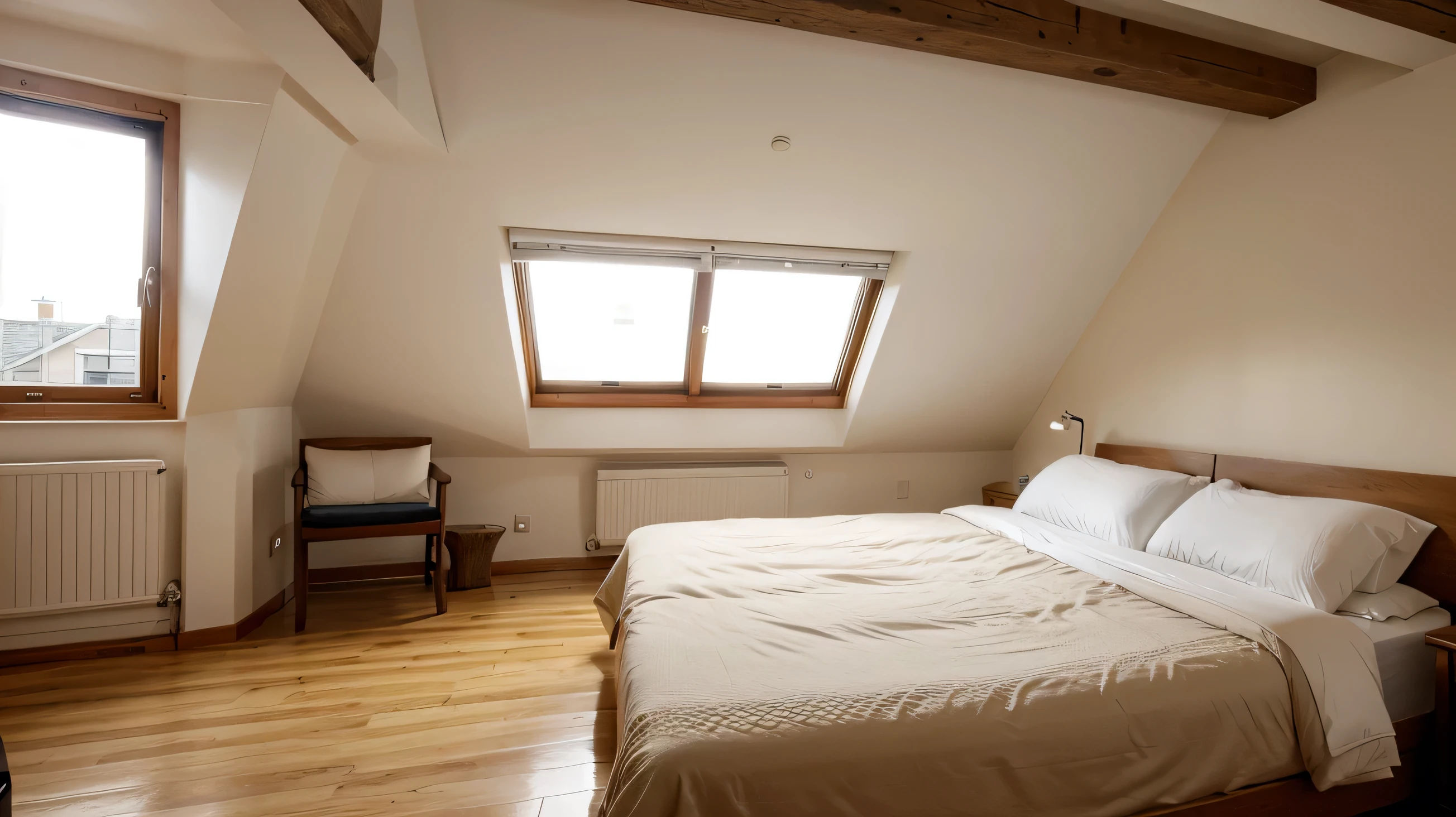 bed on loft near the window