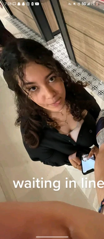 Big tits, huge tits, from above, major cleavage, cleavage showing, deep cleavage, low cut shirt