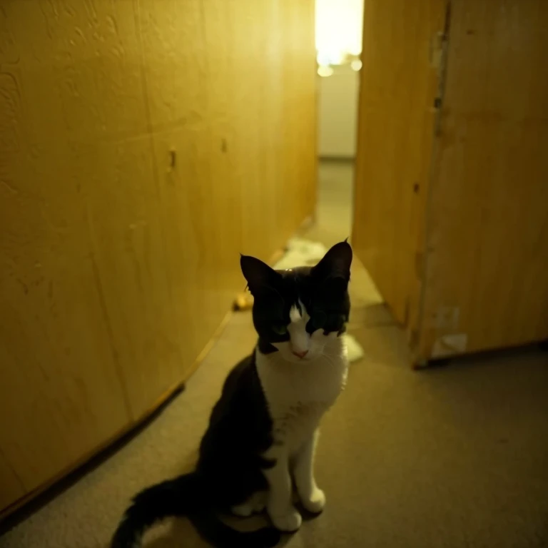 Cat in the backrooms. Liminal space.