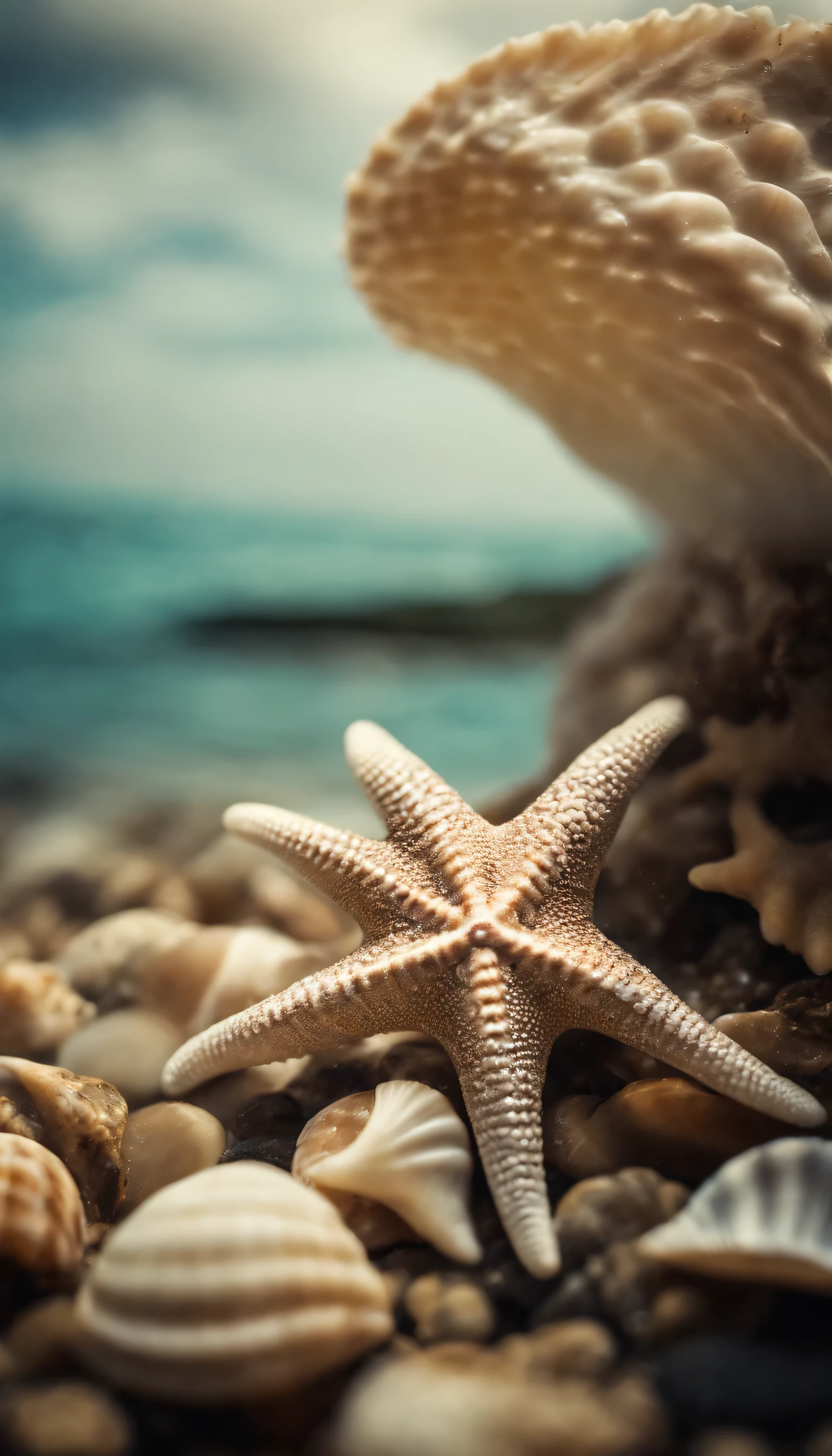 Seashell, sea star, medusa
