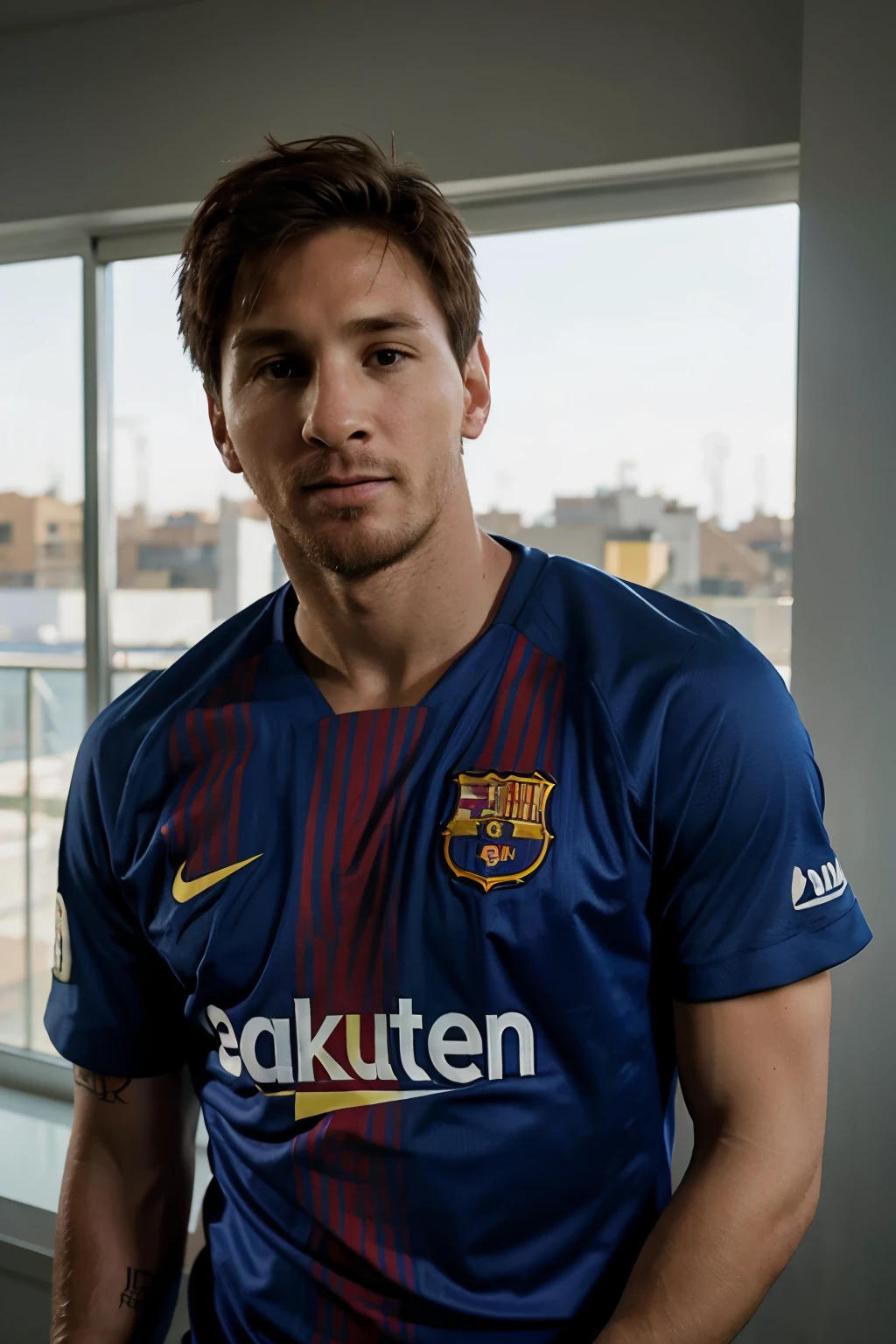 Realiza una foto de Messi con la camisa del barca 2024