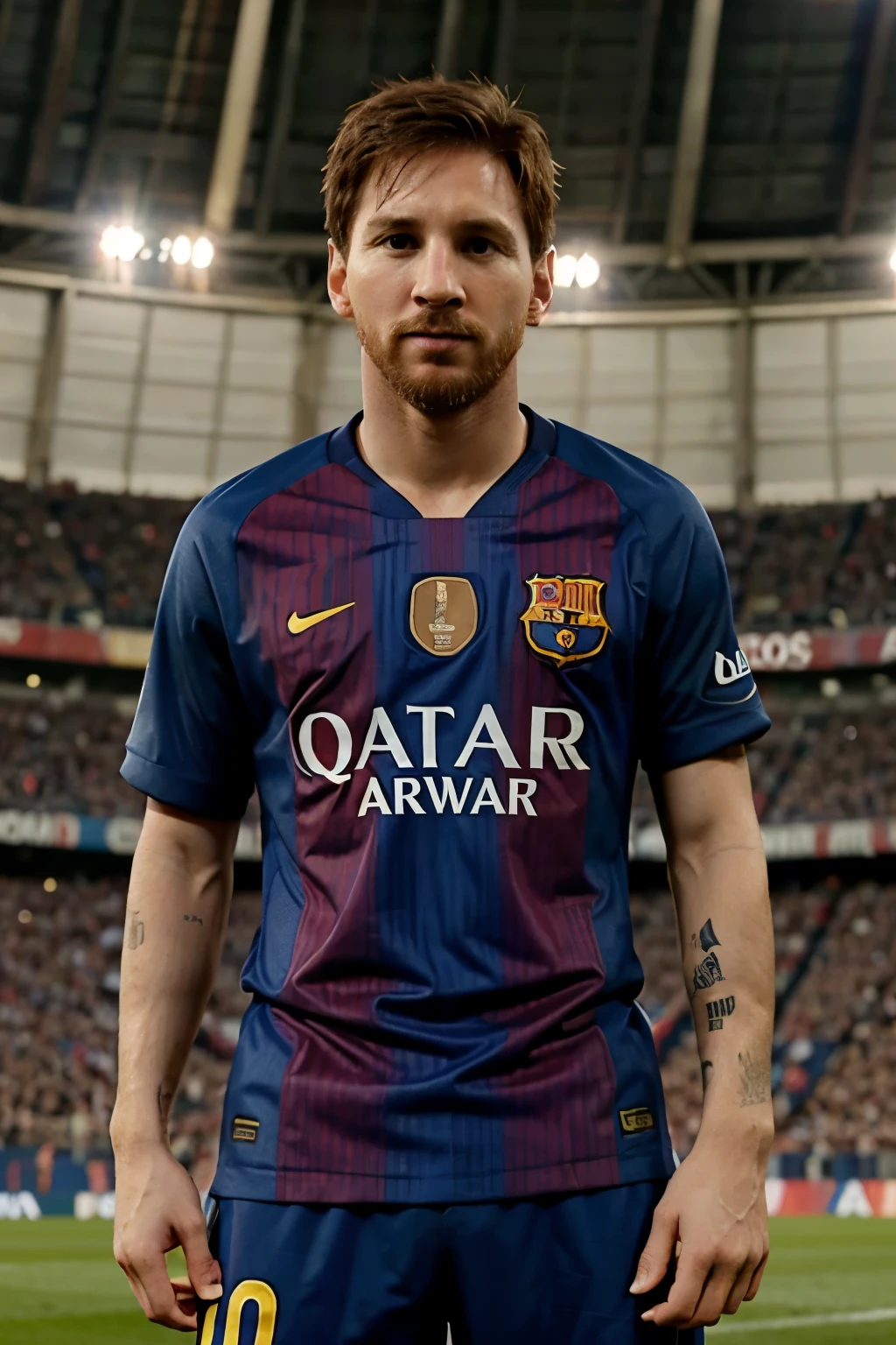 Realiza una foto de Messi con la camisa del barca 2024