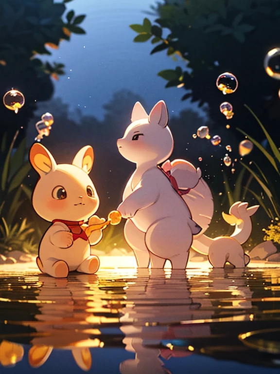 Q version of the rabbit,Cute and cute,Moon cake,laurel,themoon,The light is depicted in detail,orange tint,oc rendered,high qulity,tmasterpiece,Hyper-realistic,Ultra photo realsisim,8K,super-fine,ultra - detailed,Ultra-wide angle of view,dynamic viewing angle