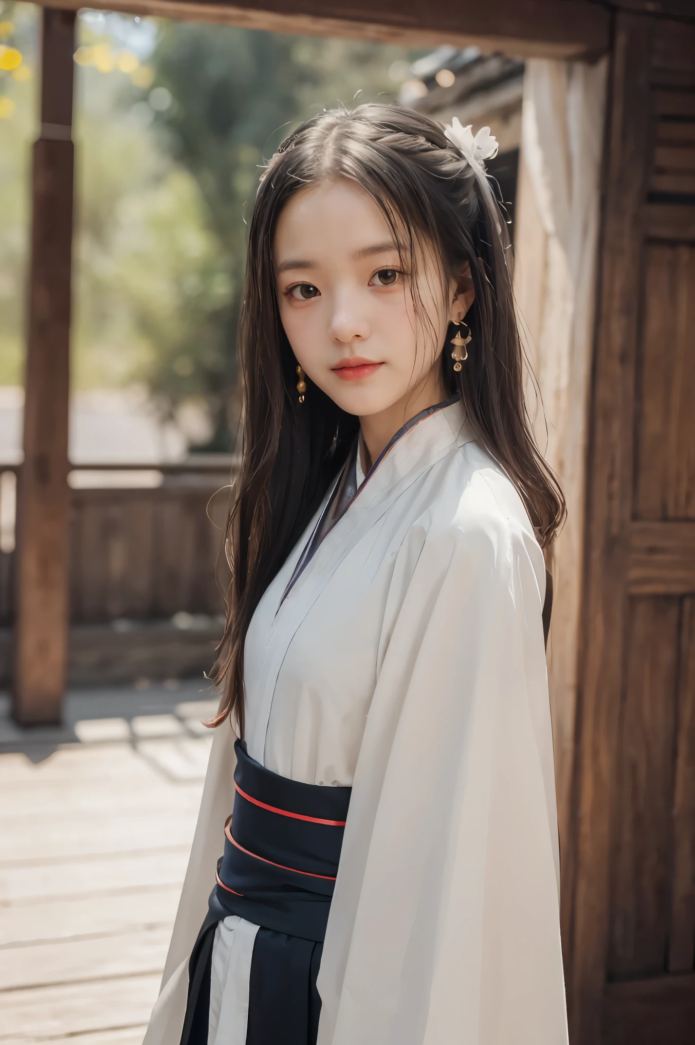 (Masterpiece, High qualityสุด, best quality), ((Wuxia World, Xiu Sian, China Wuxia,)), (1 single girl), (gentle eyes), (Hanfu, beam of light), (hairpin, long black hair), (Hanfu), light pink lips, (young), earring, white skin, (clear facial features, Fine texture, Beautiful face, Highlight page, above waist level), white background, stand, Slim shape, 8k uh, SLR, soft light, High quality, high resolution, (Very detailed CG unity 8k wallpaper.)