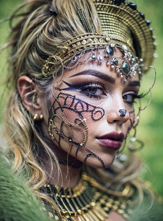 VISAGE DE FEMME TATOUAGE TRIBAL