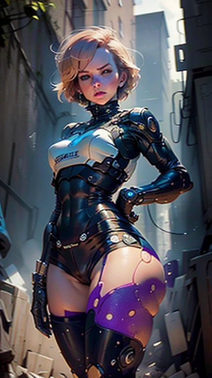 Margret Thatcher body defined thick thighs cybernetic body parts, short underwear