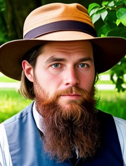 photo of a perfect Amish man, focus on the face.