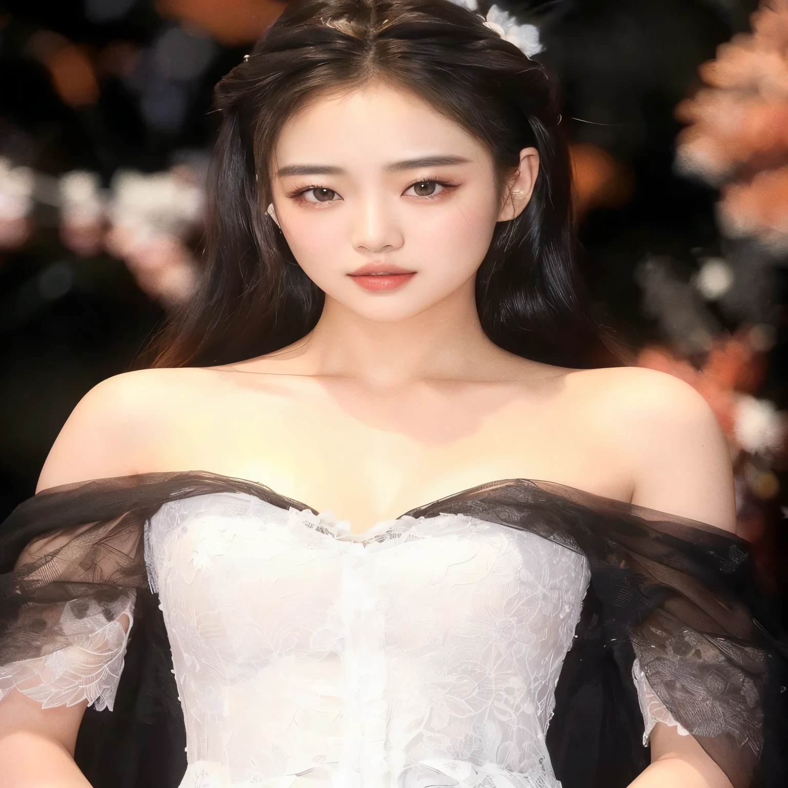 un primer plano de una mujer con un vestido blanco posando para una foto, jia, Gongbi, sha xi, dilraba dilmurat, actriz femenina de corea, jennie rosa negro, Lulu Chen, kiko mizuhara, lu ji, ruan jia hermosa!, gemma chen, Yoshitomo Nara, Hye Kyo song, hwang yeji de itzy
