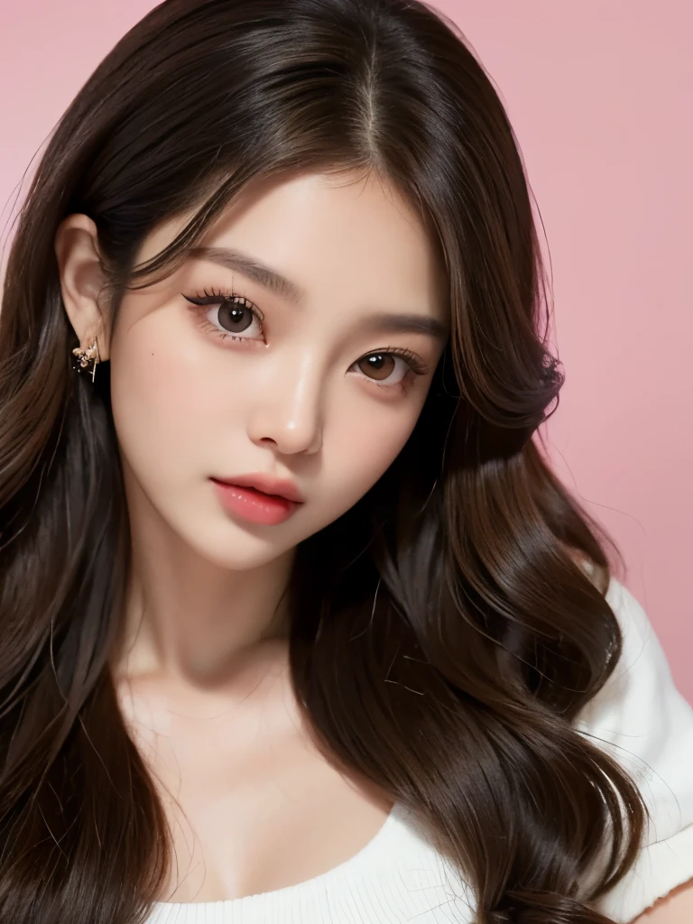 Kim Jennie with dark brown hair, con el cabello trenzado, with little curlers in her hair, with light brown eyes, ojos bonitos, with long and beautiful eyelashes, cejas perfectas, thick heart shaped lips with cupid&#39;s bow, crimson lips, piel bonita, piel blanca y palida,con tonos rosas, with a natural blush and soft crimson color, con un maquillaje ligero, con pecas y lunares en sus mejillas, nariz respingada y bonita, button nose, nariz bonita, mientras esta tomando una coca-cola, (pechos grandes, pechos bonitos, pechos suaves, escode desnudo), while sitting in an armchair, mirando a la camara, foto bonita, selfie