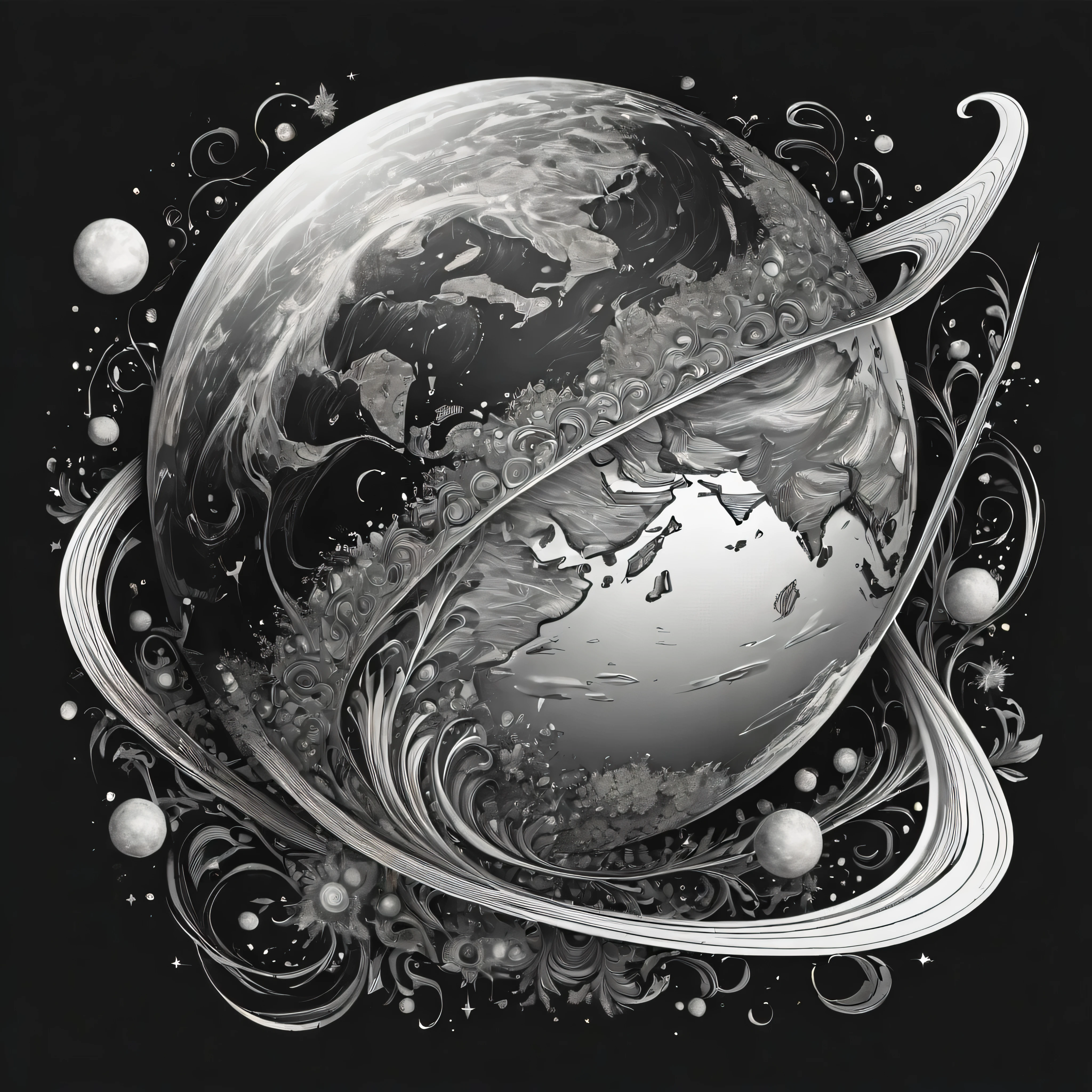 pencil drawing,line art,black andwhite,fine brushwork,logotype, (((magia))), planet earth, Eau, firey, ventania, Magic Array, datura, Abstract, fractalized, patterned, Creative, art stations, vector, (accurate lines),(Elegant curves)。(best quality,4k,8k,highres,masterpiece:1.2), ultra-detailed, realistic:1.37。