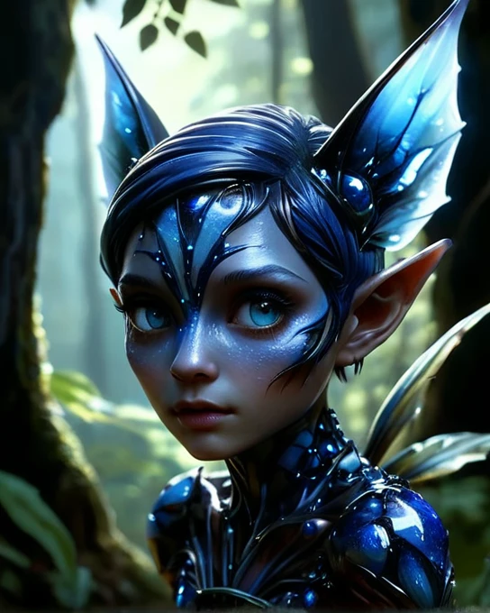 made of ral-obsdn, Cinematic still, detailed Painting, "Bluewald Pixie", Simple and clean, Wizardcore, very intricate detailed, amazing quality