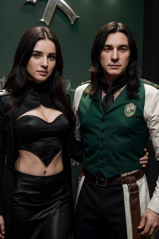 Severus Snape joven y guapos teniendo sexo con una chica adulta de pechos grandes con uniforme verde esmeralda y con adornos de Quetzalcoatl 