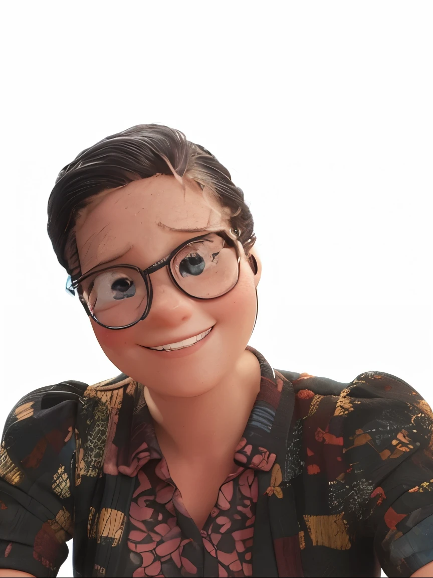 Filme inspirado na Disney-Pixar. A cena deve ser no estilo de arte digital da pixar , focusing on character expressions, An office as a background with textured details that come from Pixar animation. The main character is a woman. she is black,magra e bonito , usa oculos redondo  , She is smiling and is working on a project (she is using a smartphone, and there is computer next to it).