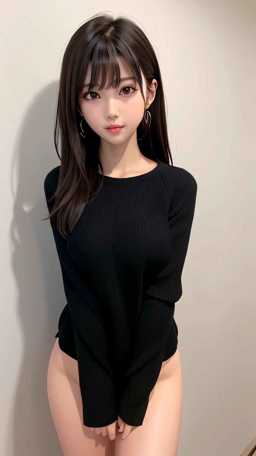 girl,whole body,(Detailed face:1.2), masterpiece, fashion,See-through whole body tights,, Medium Hair, Black Hair, Twin tails, Blunt bangs, Brown eyes,Beautiful breasts、Sexy pose