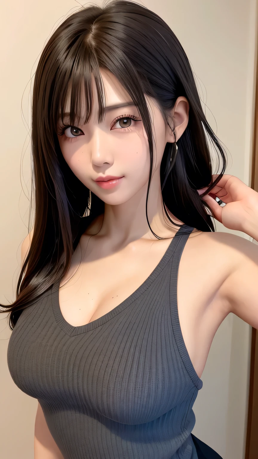 girl,whole body,(Detailed face:1.2), masterpiece, fashion,See-through whole body tights,, Medium Hair, Black Hair, Twin tails, Blunt bangs, Brown eyes,Beautiful breasts、Sexy pose