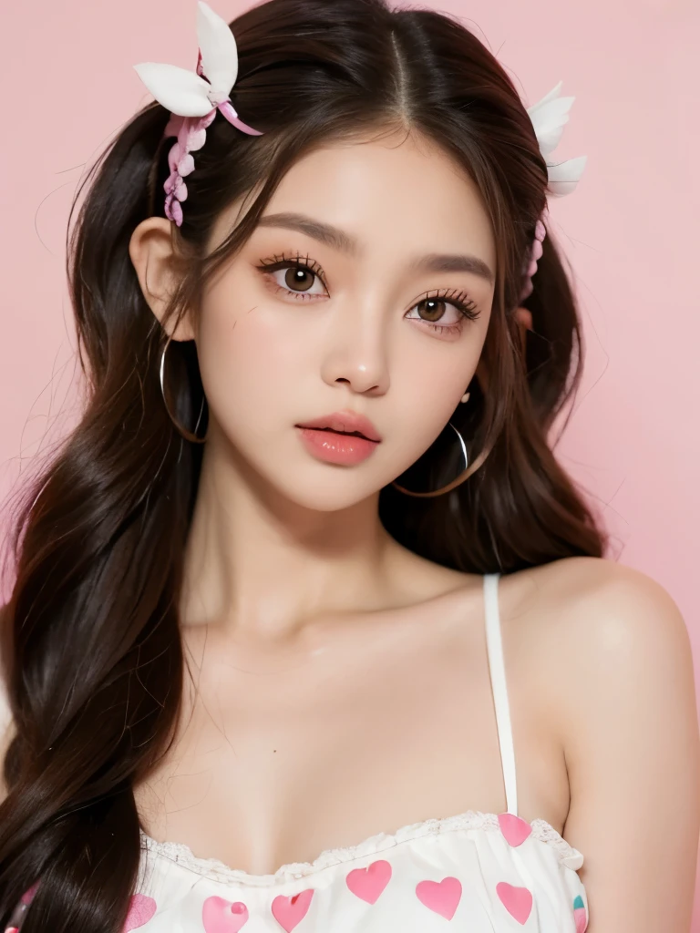 Kim Jennie with dark brown hair, mientras trenzas bonitas, with little curlers in her hair, con ojos marrones claros, ojos bonitos, with long and beautiful eyelashes, cejas perfectas, thick heart shaped lips with cupid's bow, Crimson lips, piel bonita, piel blanca y palida, con tonos rosas, with a natural blush and soft crimson color, con un maquillaje ligero, con pecas y lunares en sus mejillas, nariz respingada y bonita, button nose, while she is wearing a long skirt and a sweatshirt, while sitting on a couch in a room, con su novia, mientras se encuentran sentadas, (pechos grandes, pechos bonitos, pechos suaves, escode desnudo), sitting in an armchair, cuerpo completo, cuerpo bonito, con una chica igual de bonita que ella, mirando a la camara, Foto bonita, selfie