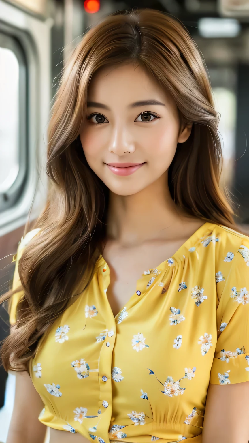Yellow blouse with floral print