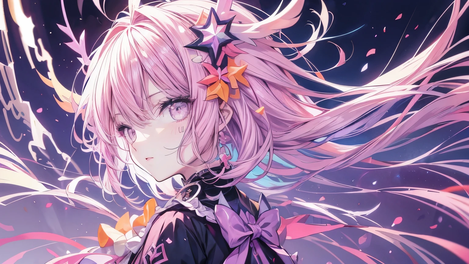  anime cabelo enrolado flouresente brilhante, cor roxo neon laranja neon
