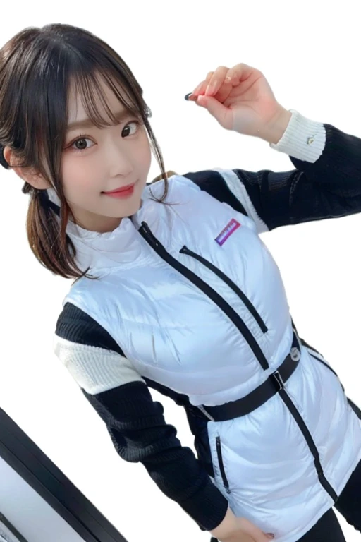 An innocent 20-year-old girl、((White tank top, Dramatic Pose)),smile,BREAK (Spacecraft control room background):2,、BREAK RAW Photos, (8k、highest quality、masterpiece:1.2)、(Intricate details:1.4)、(Photorealistic:1.4)、Octane Rendering、Complex 3D rendering with ultra-detail, Studio Soft Light, Rim Light, Vivid details, Super Detail, Realistic skin texture, Detailed aspect, Beautiful details in the eyes, Highly detailed CG Unity 16k wallpaper, compensate, (Detailed Background:1.2), Glowing Skin, whole body、(astrovest):2,(black long sleeves):5,headphone,smartwatch,((Standing with hands behind back、Leaning forward、Angle from above))