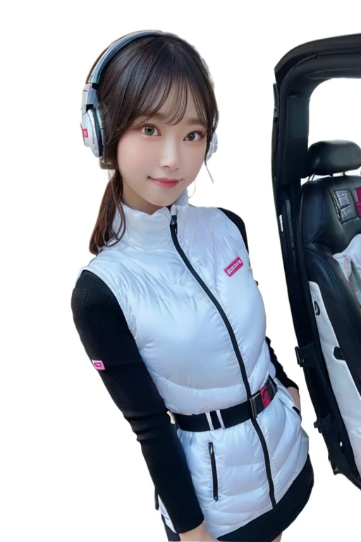 An innocent 20-year-old girl、((White tank top, Dramatic Pose)),smile,BREAK (Spacecraft control room background):2,、BREAK RAW Photos, (8k、highest quality、masterpiece:1.2)、(Intricate details:1.4)、(Photorealistic:1.4)、Octane Rendering、Complex 3D rendering with ultra-detail, Studio Soft Light, Rim Light, Vivid details, Super Detail, Realistic skin texture, Detailed aspect, Beautiful details in the eyes, Highly detailed CG Unity 16k wallpaper, compensate, (Detailed Background:1.2), Glowing Skin, whole body、(astrovest):2,(black long sleeves):5,headphone,smartwatch,((Standing with hands behind back、Leaning forward、Angle from above))