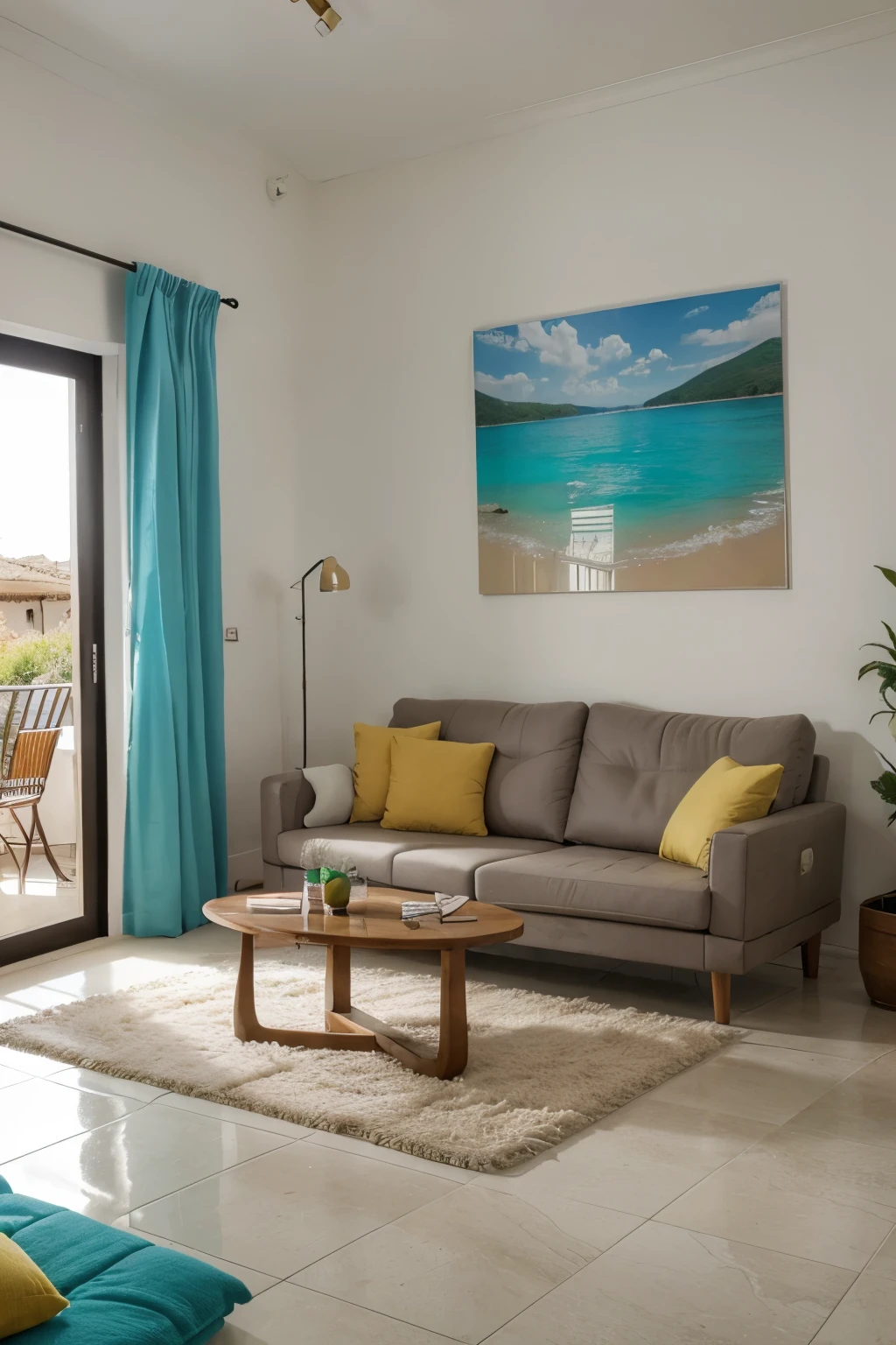Sala de estar con 2 hamacas, aire acondicionado, cuadros de pinturas, a single armchair and a sofa bed, un televisor grande y una mesa,perchetros para mochilas, lucez colgantes y un ventanal con vista a la piscina