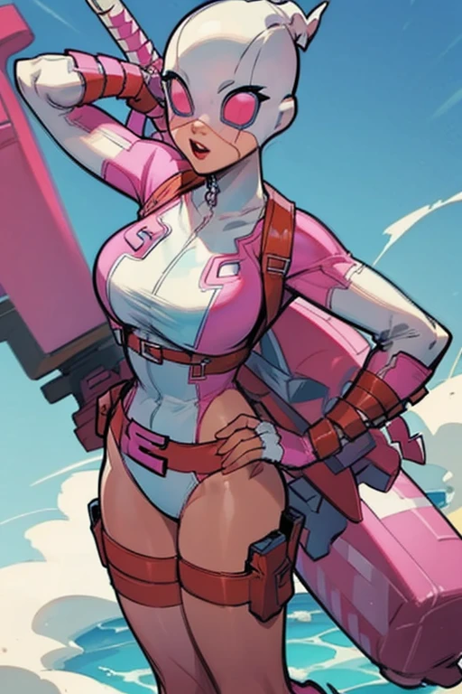 Gwenpool has big  and is wearing her bikinis 