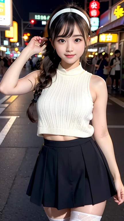 Ultra-high resolution、super high quality、8K、Real live performance、Very beautiful face、middle view、super high quality、Standing in the neon city at midnight、22-year-old female college student、两名身wear短裙和可爱粉红丝带的亚洲女性、fishnet tights、Light-colored sleeveless top、very cute 、Japanese girl uniform、Summer clothes、wearing a Japanese uniform、Japanese 、Surrealism 、wear得像个高中、夏wear、一个女孩wear着、wear、 Looking at the camera、Full Body Ezbian、Very good skin、radiant skin、Beautiful thighs、shiny thighs、shiny legs、Black knee socks、Japanese High School 、Nogizaka Idol、Korean Idol、Please put it inside、Catchy eyes、Bright shining white spotlight、Cute headband、Cute headbands、The floor is lit from below by very bright spotlights.、(half|Chopped| Quick way| Hammerhead| Braided Bread| French Braid|Corn Bun|,(Beautiful line),(skirt lift),