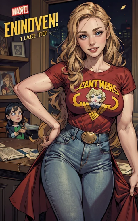  junto com o demolidor personagem das HQs da Marvel  de 35 anos, Jennifer Connelly very long to the waist and half curly with bangs, seios pequenos, olhos grandes com um brilho apaixonado, olhos verdes mel, Um lindo sorriso, vestindo uma camiseta preta longa com um terno feminino verde e jeans, in a serious and sweet comic-style pose, alta qualidade Jennifer Connelly (estilo de desenho animado:1.2),  [(lindas mulheres de meia idade]) desenho de vestindo um moletom folgado e oversized, grande sorriso, olhos perfeitos, rosto detalhado, fundo de festa, pose divertida, olhar sedutor, confete, fundo branco simples junto com o demolidor personagem das HQs da Marvel 