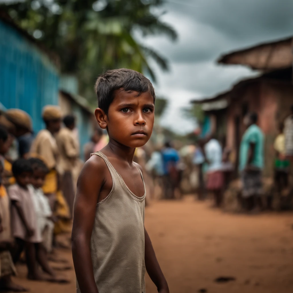 " boy looking intensely at the people around him,
Typical city in northeastern Brazil"