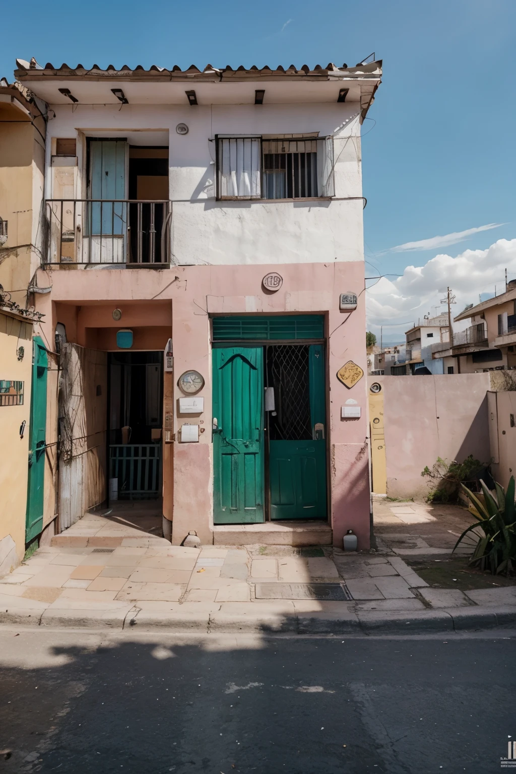 Una imagen de un paisaje de barrio sin persona con un plano general y un angulo picado