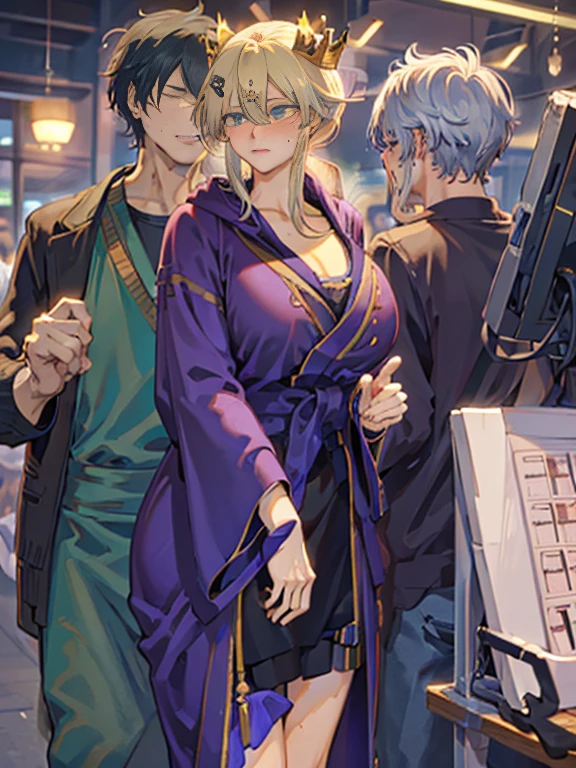 (4K, 8k, 32k, Ultra HD、so beautiful、masterpiece,highest quality, 1 male、1 female,Couple:1.5,Heterosexual)Mature woman with her arm around the shoulders of a muscular man,(Big girl), Old man hugging mature woman'hand of'Waist,a man approaches a girl(Dark-skinned macho man,Big Men,Smiling man covered in sweat and without clothes),
Accurate human body、Knowledgeable person、Correct five-finger、
(Oilskin,Glowing Skin、Realistic skin texture、Beautiful skin in every detail)、
Written boundary depth, Focus on the center, Beautiful Eyes, Perfect face and eyes、
high school girl 、(Slender body:1.2,)、((blush、vapor, Sweat)), Mature Woman、Tall Girl、Slender body、
A girl came to buy condoms、A white cash register in front of a girl、A box of condoms on a desk、Girl waiting in line at the cash register、(Standing shyly:1.2, blush and bow)、((Big Breasts))、Big cleavage、
convenience store、Looking down,Detailed Background、A person who writes in detail、Late-night Japanese convenience stores、Purple hoodie, Sweat pants,Blonde Hair, Green Eyes,Crown,