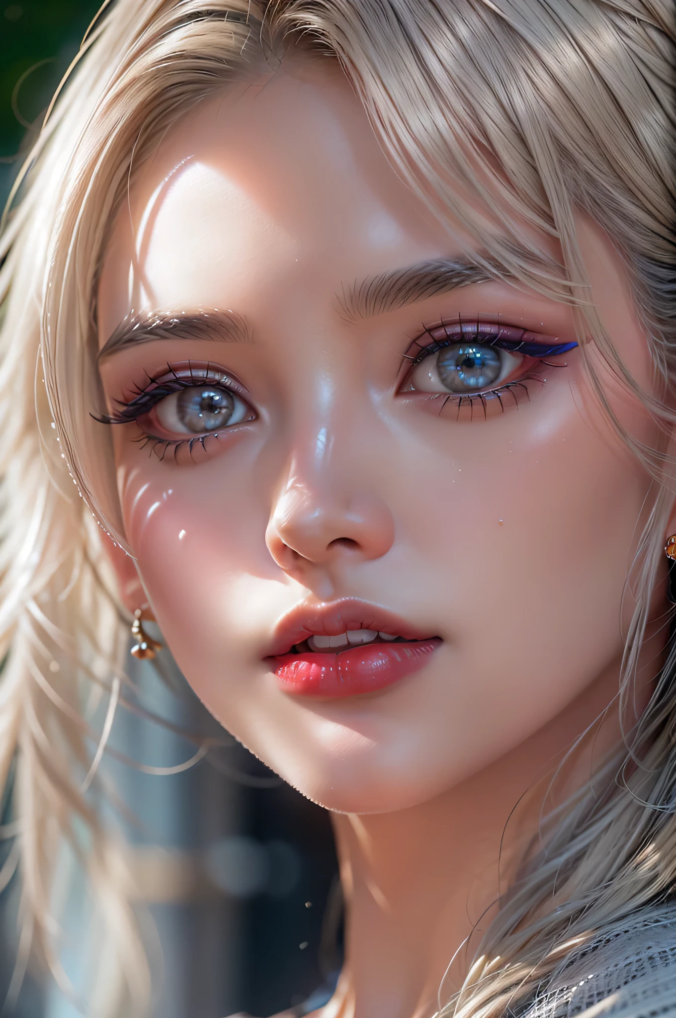 ((Make your subject look three-dimensional with the contrast of light and shadow)), Realism, Realistic, (Ultra details realistic velvety clean and smooth skin, ultra quality), ((best high quality realistic texture hair)), Photorealistic ((portrait)) a cute 1model:1.4 24yo, (close up of her face:1.1), dslr, best high quality soft lighting, sharp focus captured by Fujifilm XT3, f 5.6, in a dramatic lighting, (beautiful slim and sharp face), ((Hyper absurd details of realistic perfectly round brown_eyes:1.3 in hyper absurd quality and resolution)), (light pale complexion), ((Hyper-realistic sharp eyes, clear absurd quality, not blurry)), ((finely detailed pupils:1.4)), (Perfekt makeup:1.35), ((Hyper details symmetrical lips:1.3)), ((V-line jaw)), (light glossy red_lipstick:1.35), ((Ultra detailed realistic long_blue_eyelashes:1.25), Ultra absurd quality), ((perfect dark_eyeshadows:1.45)), (super Detailed, beautiful little nose:1.2), (perfect composition), ((pale skin:1.28)), ((dry skin)), ((she wears Tube top outfits, Simple ((black tops, Black tube top outfit), extremely detailed details)), the latest fashion trend of this summer),