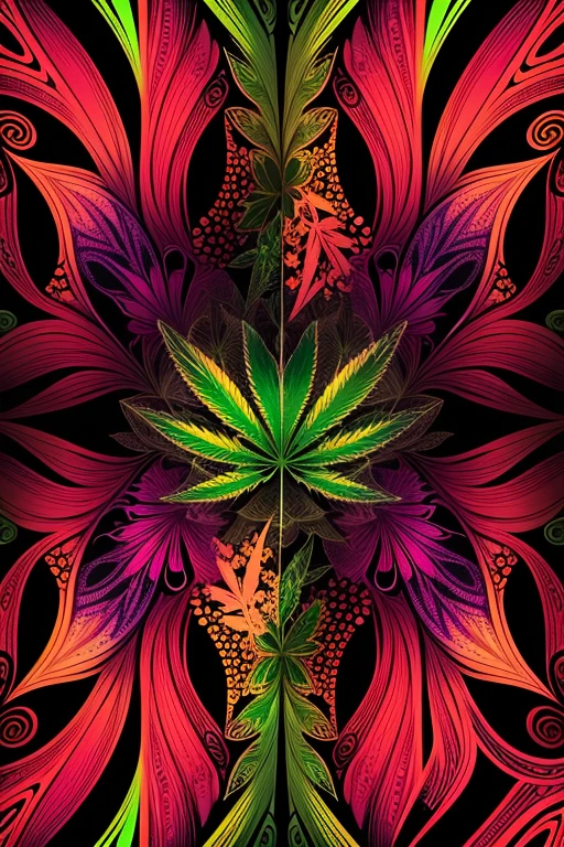 Marijuana leaf, psychedelic background