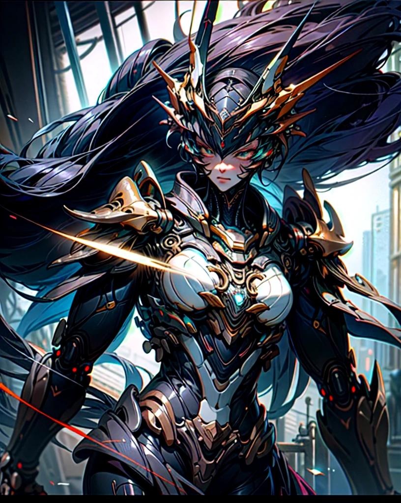 tmasterpiece, Best quality, high qulity, (mirai:1.1), (Cyberpunk Costume Lightquisite Future), Beautiful and beautiful, ultra - detailed, great composition, floating, depth of fields, (VerydetailedCG,Unity 8k Wallpaper), (Beautiful detail background), Beautiful hair details, dramatic lights, gogeta, mechest quality at best,Ultra-high sharpnesoto realism