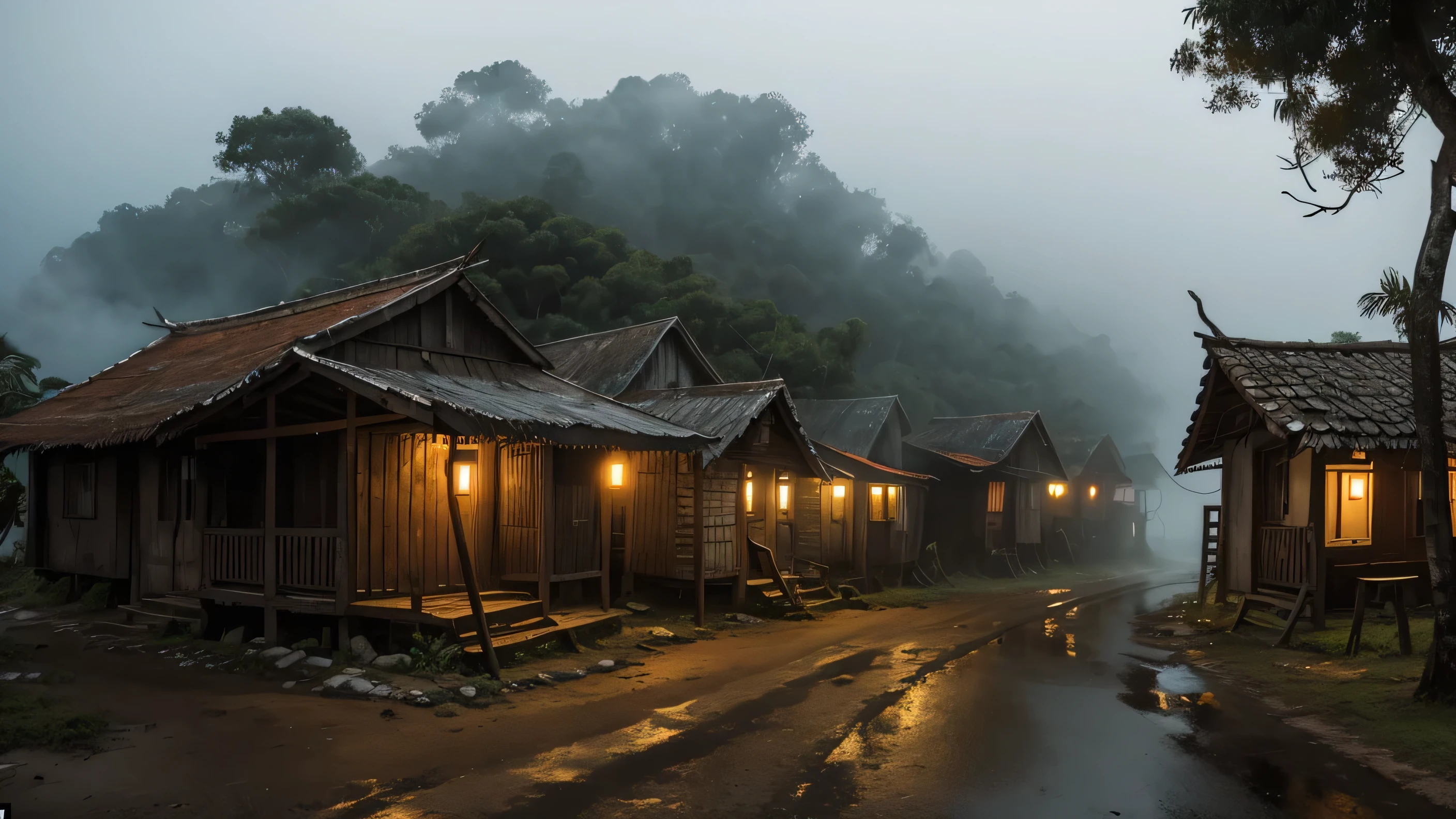 Thick, sticky fog enveloped the small village of Araújo, an isolated community deep in an ancient and largely forgotten forest. The village, with its weathered wooden houses, had an almost ghostly appearance in the dim light of the oil lanterns that hung from the facades.