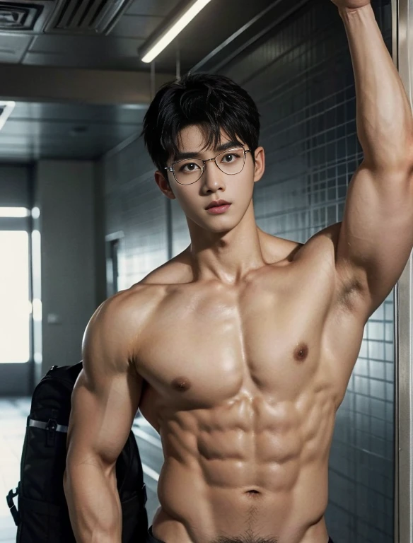 2 young handsome Chinese  guy cuddle，naked,  20yr old，school teacher ，wearing glasses ，hallways, on the class background, The dick is handsome，musculous, strong sport body, muscular hairy bodies， dark skin,  Sexy police （Fine eye 1：3）Seduce, Sex Appeals, Alafard man shirtless carrying a backpack, muscular body, handsome, manly, inspirite by Zhang Han, Cai Xukun, Kim Do-young, Inspired by Bian Shoumin, Inspired by Xiao Yuncong, yihao ren, yanjun cheng, jinyiwei, inspired by Huang Gongwang, xintong chen, Li Xian, Wang yi bao,  bare big chest abs, naked chest,  naked butts, nice correctly  shape dick, Super long big fat dick masturbate , wearing nothing ,  Black eyes, look at the camera，full bodyesbian, cuff the hands,  