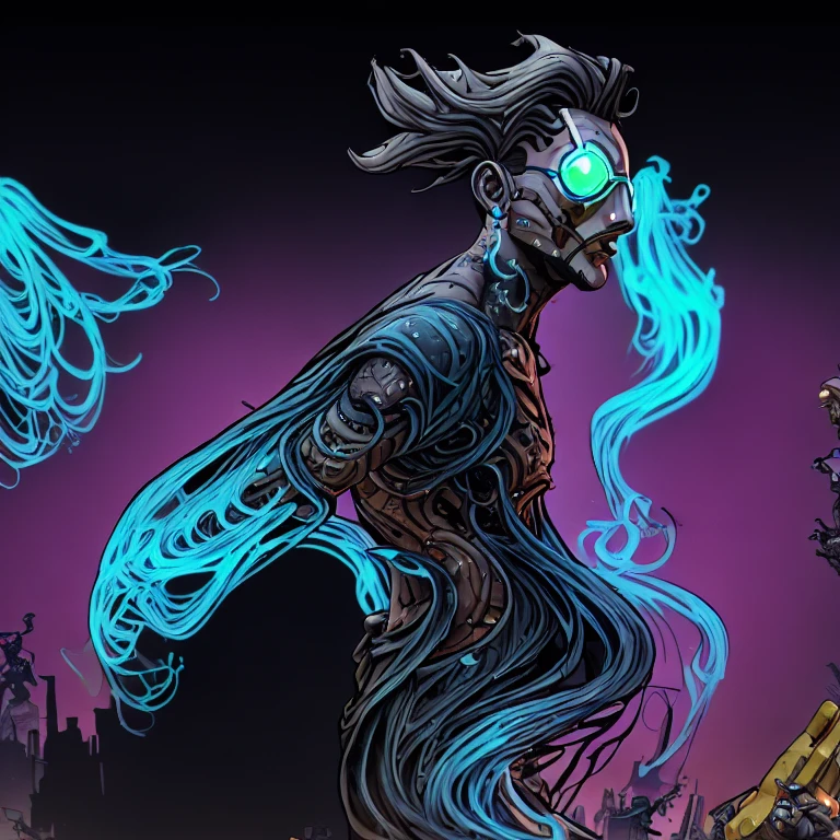 (masterpiece, best quality:1.2),[anime] ((goodess)) (((closeup))), (((urban city environment))), (((diffuse colors))), (((rgb))), (((ultra detailed illustration of a diffuse hallucinatory woman water spirit creature))), (((complex 3d projections of ghostly translucent fabric and glowing hollow cybernetic threads))), (((dynamic pose))), spectral, concept art, ((light particles)), (stunning visual masterpiece), (((double exposure))), ((glowing texture)), (black tones), (no limits), (unpredictable), (surreal), (professional composition), (award winning composition), creative freedom, (artistic expression), (extreme composition), (spontaneous composition), (black filter), ((surreal theme)), (diffuse creatures), (diffuse figures), disturbing visual expression, (lit dark fantasy realm), evocative, (unusual chromatic contrast). by Lekrot(long neck))), (((elongated neck))), ugly, ((static pose)), (((certainty))), conventionality, conventional theme, (((Borderlands 3))), (((closeup))), (((urban city environment)))[Comic] Full body of a man, close-up, urban city environment, diffuse colors, RGB, ultra-detailed illustration of a diffuse hallucinatory man water spirit creature, complex 3D projections of ghostly translucent fabric and glowing hollow cybernetic threads, dynamic pose, spectral, concept art, light particles, stunning visual masterpiece, double exposure, glowing texture, black tones, no limits, unpredictable, surreal, professional composition, award-winning composition, creative freedom, artistic expression, extreme composition, spontaneous composition, black filter, surreal theme, diffuse creatures, diffuse figures, disturbing visual expression, lit dark fantasy realm, evocative, masterpiece, award-winning photography, professional studio photography, midshot, very dark silhouette of a man, only backlight, high contrast, purple and green neon lights, art by MSchiffer, backlit, Gangstar7 an