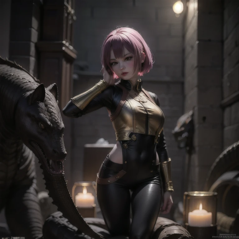 Suspender jeans(masterpiece, best quality:1.2), Very short hair, alone,Pale pink,Light rouge makeup(((Short hair)))(minor)masterpiece, Outdoor backstreets,Lunar soil,best quality, movie lighting, soft light ,Realistic,facial close-up,Landscape avatar,666, ( girl sitting in a chair with a dragon on it, 2. 5 d cgi anime fantasy artwork, ruan jia and artgerm, ross tran and wlop, 3 d render character art 8 k, ross tran 8 k, fanart best artstation, masayoshi suto and artgerm, wlop and ross tran