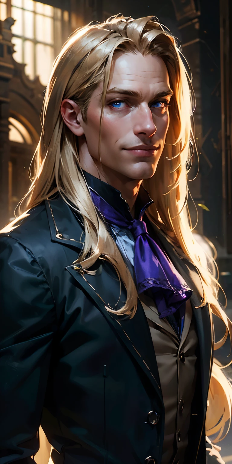 masterpiece, (photorealistic:1.4), best quality, beautiful lighting, ((man)) (male), perfect face, evil smile, insane, crazy, Black coat, black suit, one young male, beautiful long hair, blond hair, blue eyes, purple victorian shirt, purple jabot, beautiful face, Pure blond straight hair, (long hair), Detailed hair, Blue Eyes, beautiful eyes
RAW photo, 8k uhd, film grain