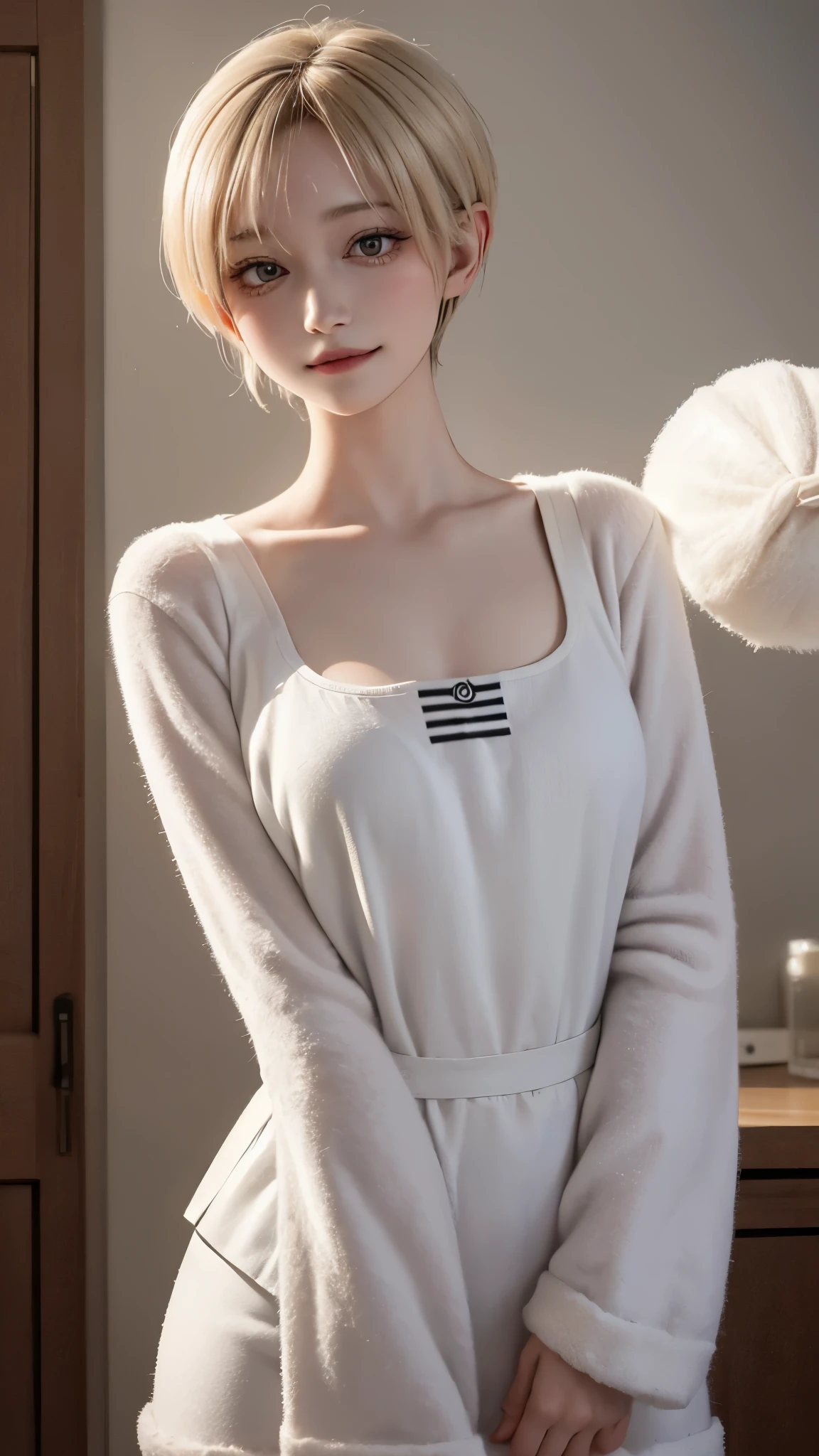 (masterpiece),(highest quality),8k,High detail,throw_doorway,One girl,blush,Looking_in_Audience,Cleavage,Gray Hair,naked_apron,Giant titan piece, highest quality, highest quality, Official Art, beautifully、beautiful:1.2, Cinema Lighting、Key light in 45 degrees from the front, Subsidy Light、Soft Backlight), Realistic depiction、photograph、Realistic depiction、Ultra-realistic、RAW quality、
beautiful顔、Perfect round ass、the body is slim、(Accurine and detailed human body:1.5), Fit and body、Pale skin、Shiny, Bright Eyes、length eyelashes、
1 girl、1 boy, Heterosexual、Couple、Faceless giant、
accurine to the human body、Correct five-finger、Perfect human body、Knowledgeable person、Highly detailed face and skin texture、Ninural neck length、(beautiful Hands)、beautiful, length, Thin legs、straighten both legs、please stretch your arms、
Perfect human body、Accurine human body、A perfect and accurine left hand、A perfect and accurine right hand、完璧in正確な指、
,Earrings,Big Cleavage、
slim, (kind, Goddess-like eyes, happiness: 1.2), (Lip gloss, eyelash, Terrible face, highest quality, Ultra-high resolution, Wide Lighting, Ninural Shading), Absolute area、
(((All these pajamaade from super soft fleece minerial.:1.8, zetai ryoiki, All these pajamaade from super soft fleece minerial shorts:1.3, Thick white horizontal stripes))),
Detailed Background、
Background Blur、Detailed and beautiful background
((Random hand gestures)),
(Blonde pixie short hair:1.3)、forehead
Accurine 5-finger、Accurine human body、The perfect human body、(Little Devil's Face:1.2, Little devil smile:1.3),
(Mega Big Tits:1.3, Push out your chest),Bold Pose、sexy、Sensually、Ecstinic face、Pampered and spoiled、Wide leg、(Sensual ecstinic smile:1.5)、indoor、Random Apartment Room Background、Window with a night view、
(throw, POV doorway:1.5)、
(open door after orgasm:1.8, orgasm:1.2, Vulgarity、Ahego:1.1, vapor,swein、Please open your mouth wide:1.2、Out of breath:1.3, joy、恍惚とjoyの表情:1.3, ),