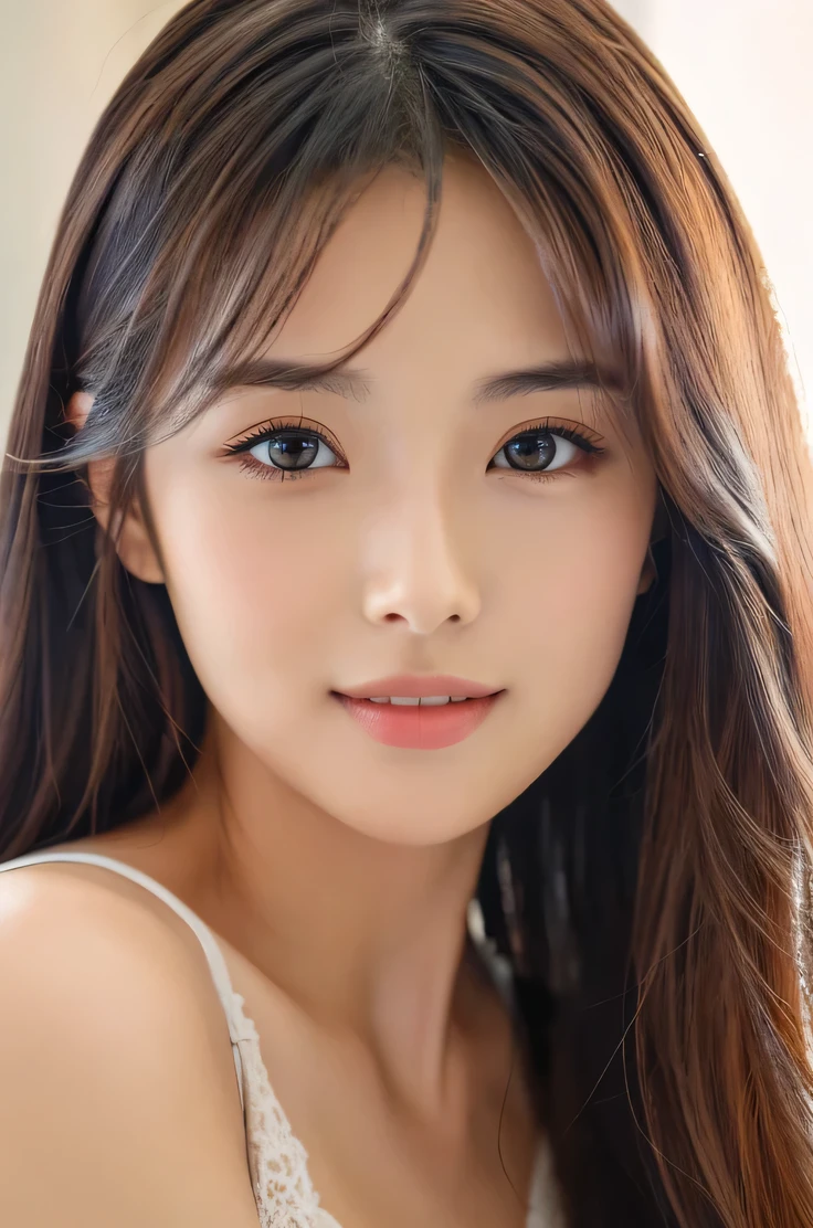 (((8k,Very detailed,Attention to detail、highest quality,masterpiece,Attention to detail))),RAW Photos & Realistic atmosphere,Beautiful dark eyes,Glossy lips,beautiful黒い Eyes,White skin、Her deep black eyes are very beautiful,Very beautiful face,Very beautiful face、A vibrant, ruddy face,beautiful, Glowing Lips,beautiful Eyebrows,Infinite Reality, Realistic Young Gravure Idol,Very cute woman , Young Gravure Idol, Young Gravure Idol, とても美しくてかわいいbeautiful 21 year old beauty,Incredibly beautiful and elegant,beautiful 21 year old beauty,Natural soft light,(Shiny Hair,,beautiful and kind eyes:1.5),Gentle features,Shapely breasts,Long Hair,beautiful posture,No makeup,Let's take a look at the camera,shirt,Japanese women,