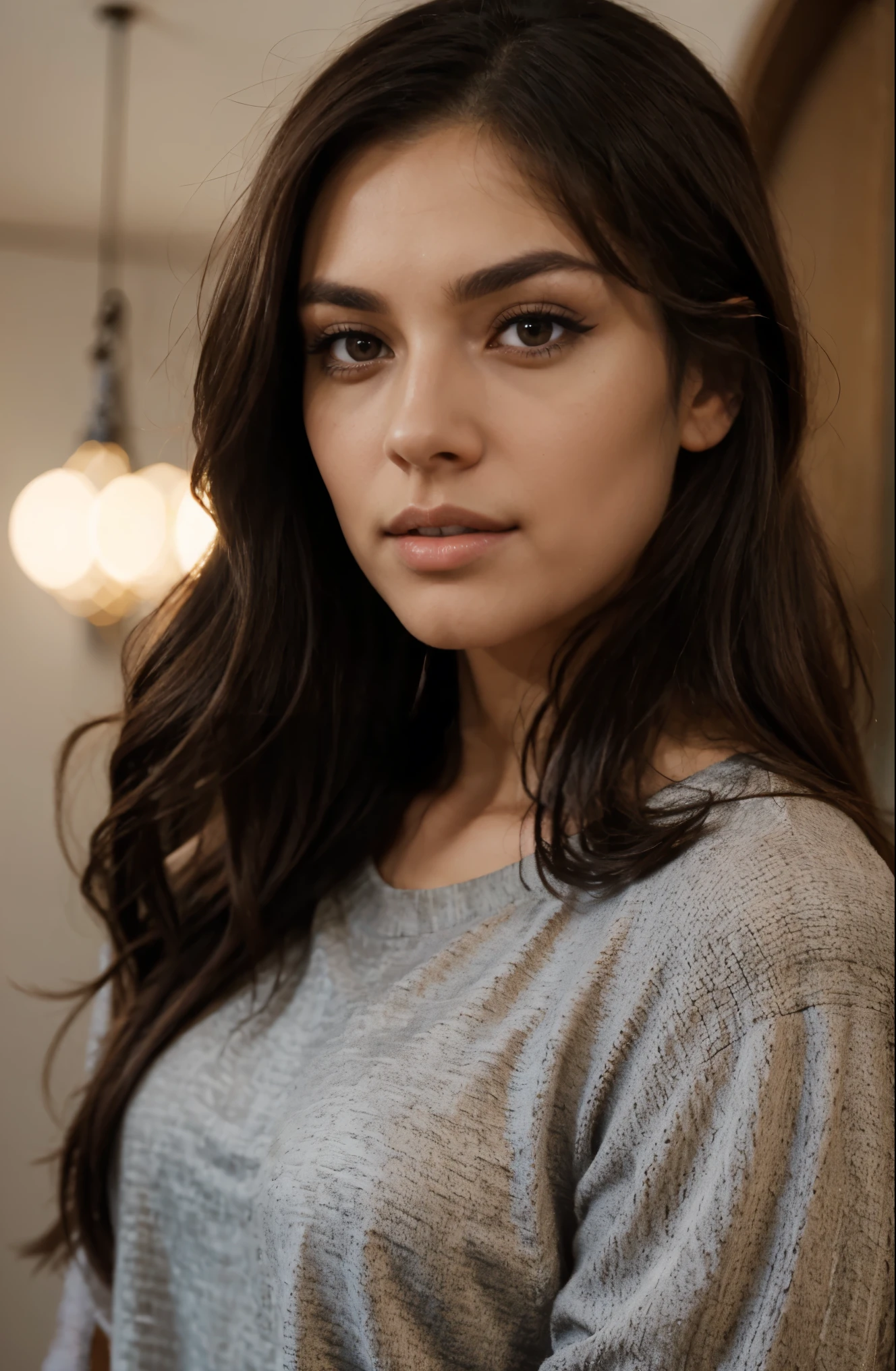 chiseled jawline, long brown hair, handsome, long dark brown hair, side bangs, full lips, angular full warrior eyebrows, alluring dark brown eyes, long dark voluminous eyelashes, black eyeliner