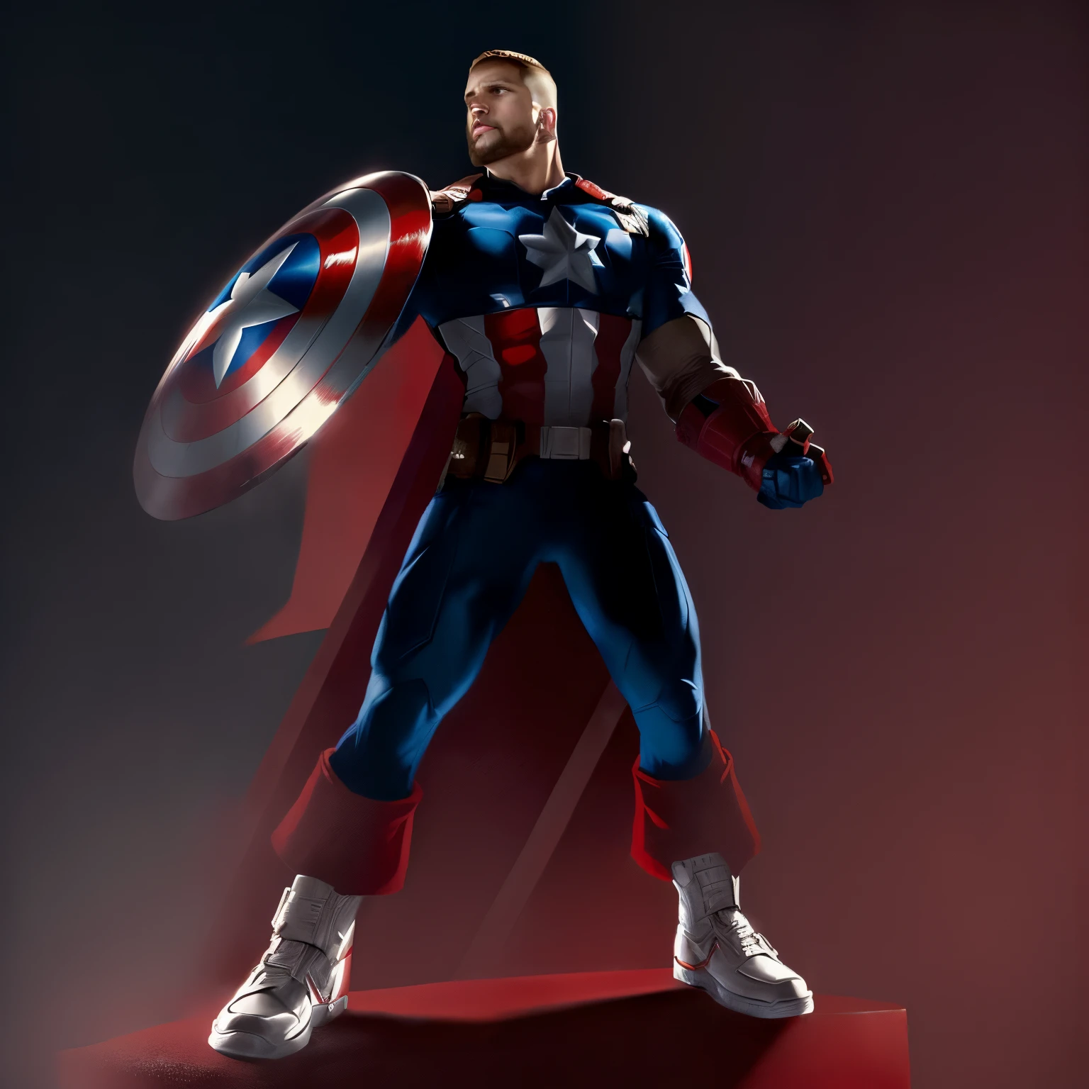 captain america is holding a shield and posing for a photo, drake as captain canada canadian version of captain america,