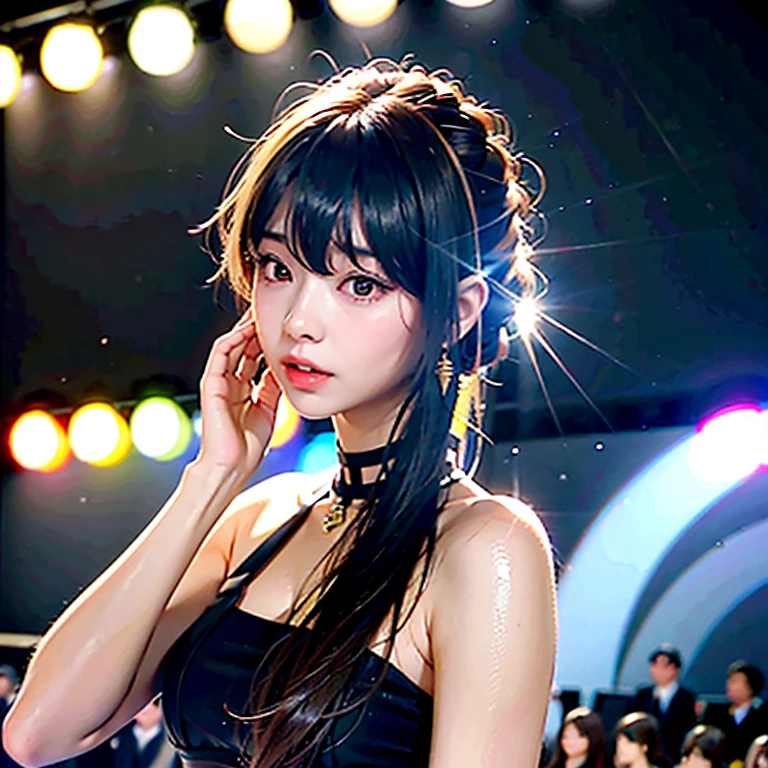 (8k, RAW photograph, highest quality, masterpiece:1.3),(Genuine,photograph:1.37),(Looking at the audience:1.331),Pause,One girl,とてもbeautiful顔,small,Hair weight,Fluffy hair,Random representation,Big eyes,highest quality Hair,((highest quality)), ((masterpiece)), (detailed), whole body、wallpaper、Attention to detail、Perfect balance、Tight waist、Chestnut Hair、beautiful, Beautiful Skin、beautiful white skin、(masterpiece:1.3), 一眼レフphotograph、Best image quality: 1.4, (Rough long hairstyle:1.2)、(Soft Breasts)、small胸、Cleavage:1.2、Spy x Family Yol Forger Costume、Spy x Family、In combat