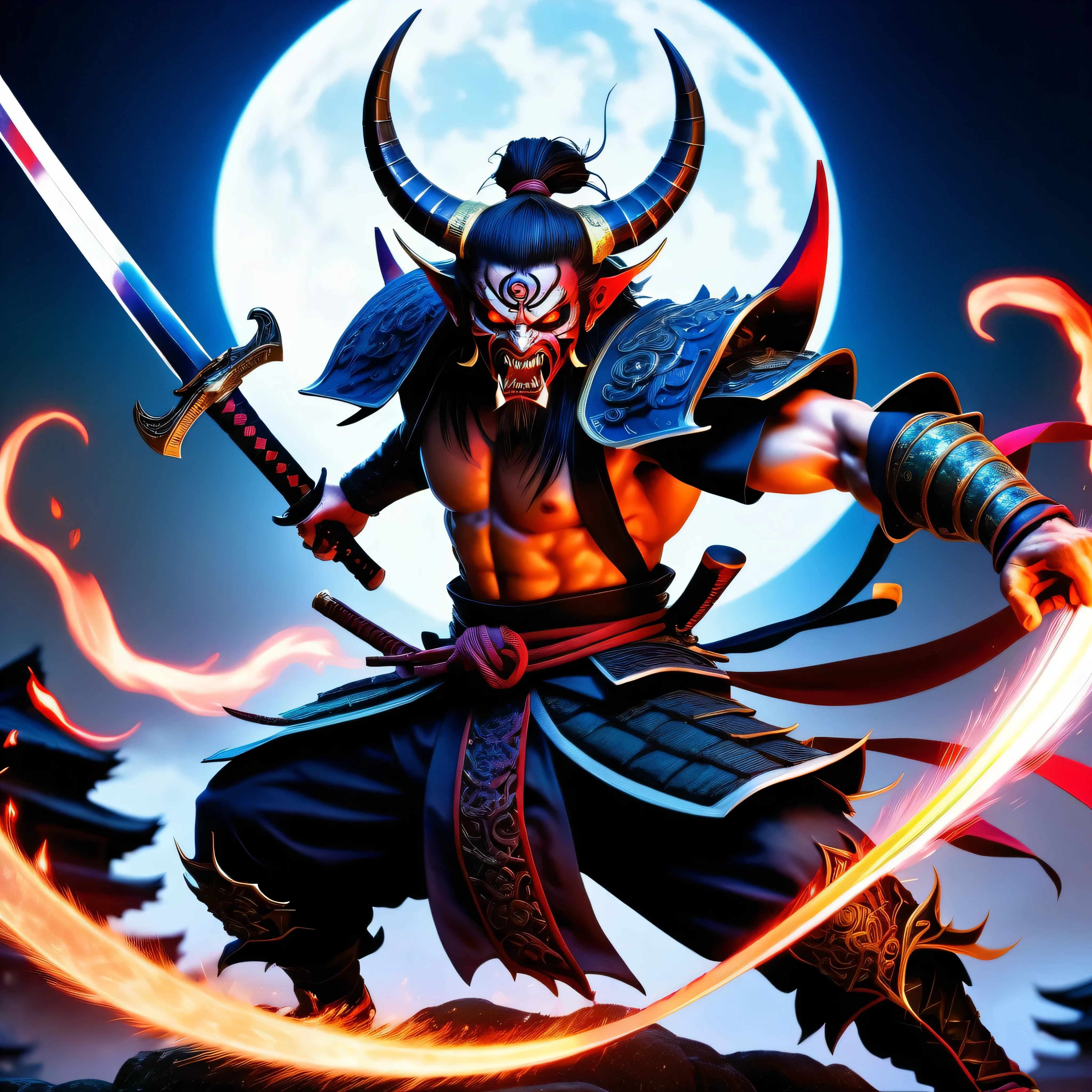 Boy with dagger a demon slayer, detailed intricate demon design, intricately detailed oni hollow, highly detailed horns, detailed sharp fangs, piercing red eyes, muscular demonic figure, dark gritty atmosphere, dramatic lighting, epic cinematic composition, vibrant colors, digital art, concept art style, dark fantasy, hyper detailed, award winning, Demon Slayer-style artwork, Samurai brandishing a Japanese sword, Swordsmanship Master, Swordsman with magic sword, Martial Arts Master, Defeat the strange demon, Long sword slash, Light trails with a fiery effect, A strange horde of demons, Ruined old castles in Japan, (Midnight Combat), thin moon, A samurai with fighting spirit, Defeat the Swordsman, Close-combat swordsmanship, Splattering blood splashes, Large-scale battle scenes, Very detailed, (Realistic, photoRealistic, photo-Realistic:1.37), Studio Lighting, Professional, Vibrant colors, Bokeh, Portraiture, Delicate brushwork, Warm color palette, Soft lighting, deep path equirectangular beholder perfect symmetrical meticulously intricate ultra_high-details ultra_high-resolution ultra_high-quality ultra Professional photorealistic ultra_high-definition 256K XT3 128K DSLR, floraison, saturate, Tattoo shadow, nsfw, varies multi etc. --v 6 --s 1000 --c 20 --q 5 --chaos 100