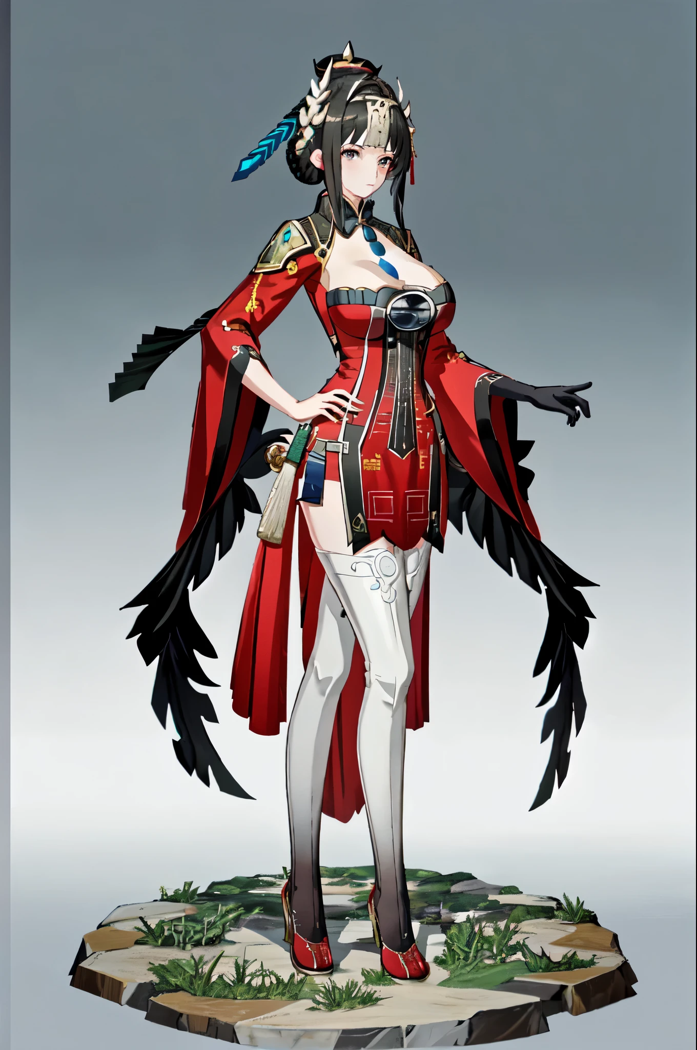 masterpiece, best quality BREAK solo, jianlingguimeng, china dress, mature female, highres, Super detailed, very detailed, highest quality, best quality, super detailed, standing, Full body drawing, hanying, Hanying, HanYing, (masterpiece), (best quality), (hyperdetail), (large breasts), (illustration), ((extremely delicate and beautiful)), (detailed light), (prefect's body), full body drawing